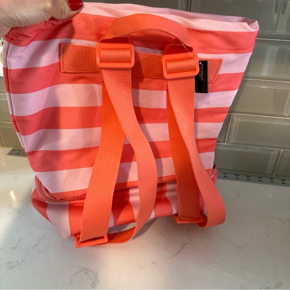 Victoria's Secret Pink & Coral Stripe ULTIMATE BEACH BAG backpack Cooler NWT - Picture 6 of 12
